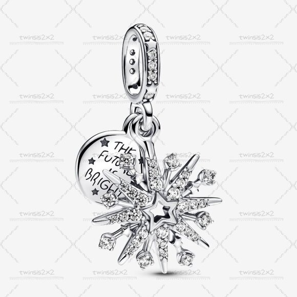 Pandora Sparkling Firework Double Dangle Charm - Picture 1 of 2